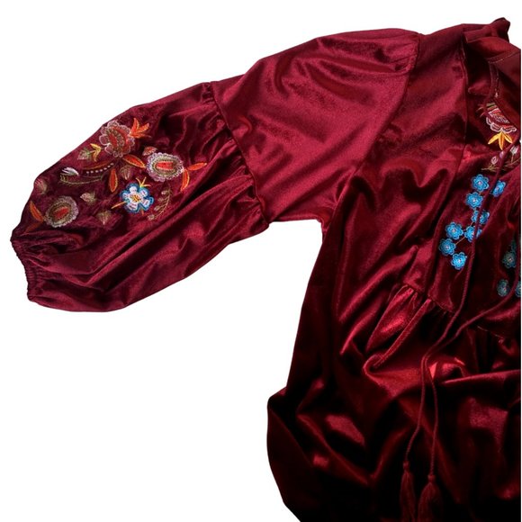 Velvet Floral Embroidered Lantern Sleeve Tunic Dress 3XL *NWT* - Picture 7 of 8